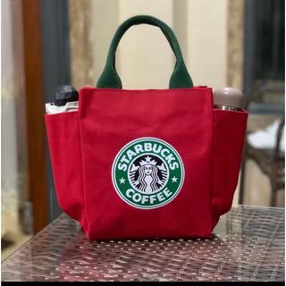 スターバックス(Starbucks)の【スタババッグ 】スターバックス ミニトートバッグ 弁当バッグ 赤(2)(ハンドバッグ)