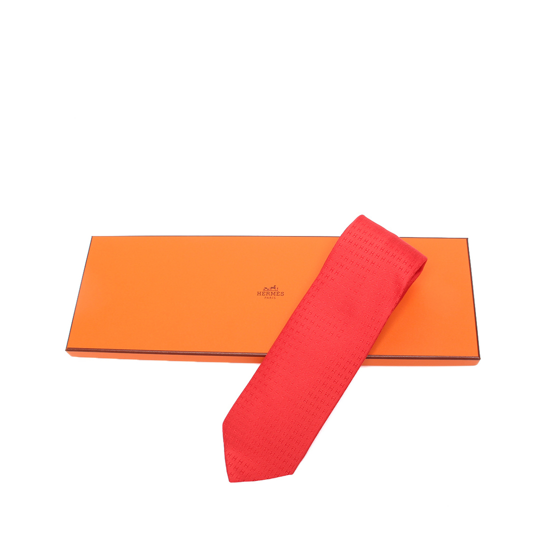 美品 エルメス HERMES ネクタイ シルク100% H柄 メンズ