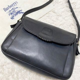 バーバリー(BURBERRY)のバーバリー ショルダーバッグ ノバチェック パンチング加工 レザー 紺(ショルダーバッグ)