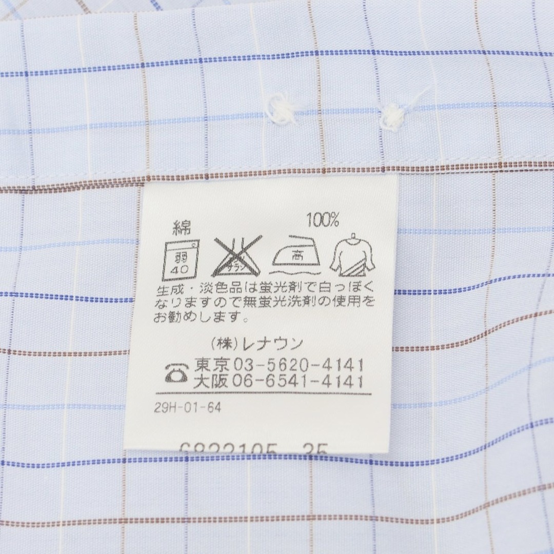 アクアスキュータム Aquascutum コットン チェック ドレスシャツ ライトブルーxブラウン【サイズLL-84】【メンズ】 6