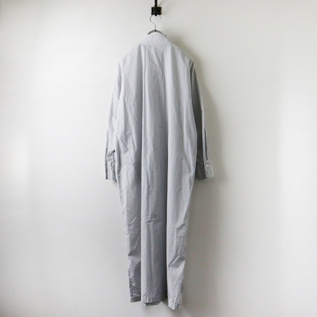 SETTO セット OKKAKE LONG SHIRT ブロードストライプ スタンドカラーシャツワンピース F/グレー 日本製【2400013380126】 2