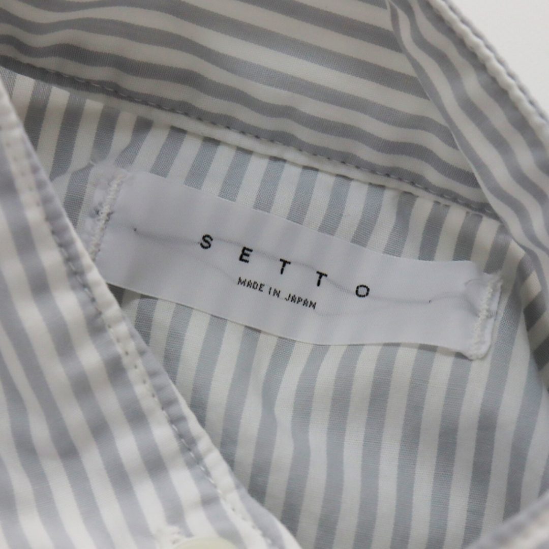 SETTO セット OKKAKE LONG SHIRT ブロードストライプ スタンドカラーシャツワンピース F/グレー 日本製【2400013380126】 8