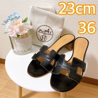 Hermes - ご専用☆HERMES オアジス 36 23cm サンダル ブラック カーフ