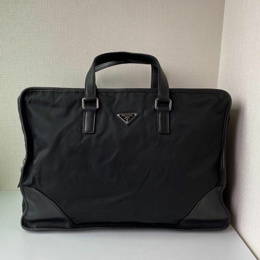 ✨美品✨ プラダ ビジネスバッグ 三角 ロゴ ブラック ナイロン レザー