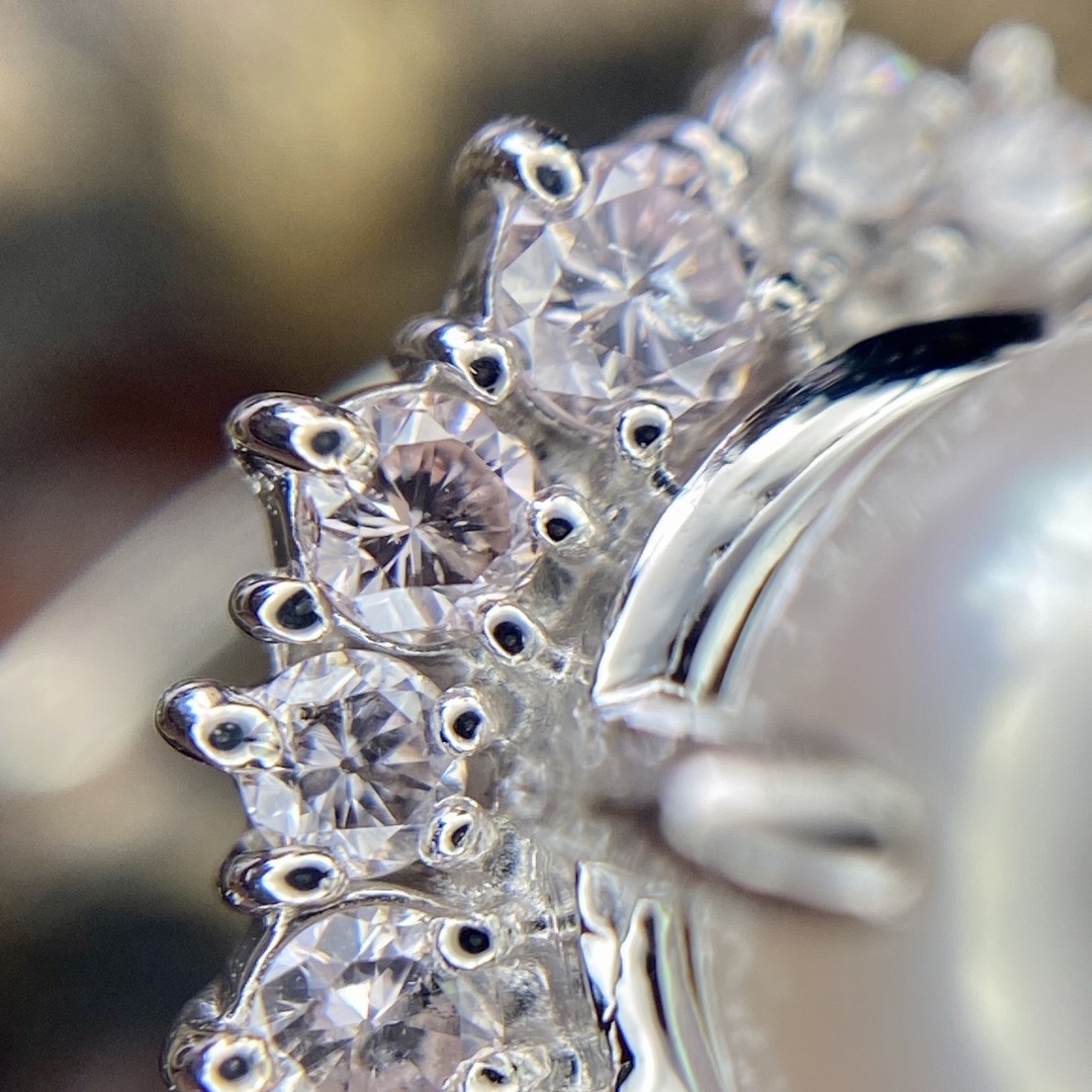 『専用です』天然アコヤ真珠×無処理ピンクダイヤモンド 8.5mm×0.50ct レディースのアクセサリー(リング(指輪))の商品写真