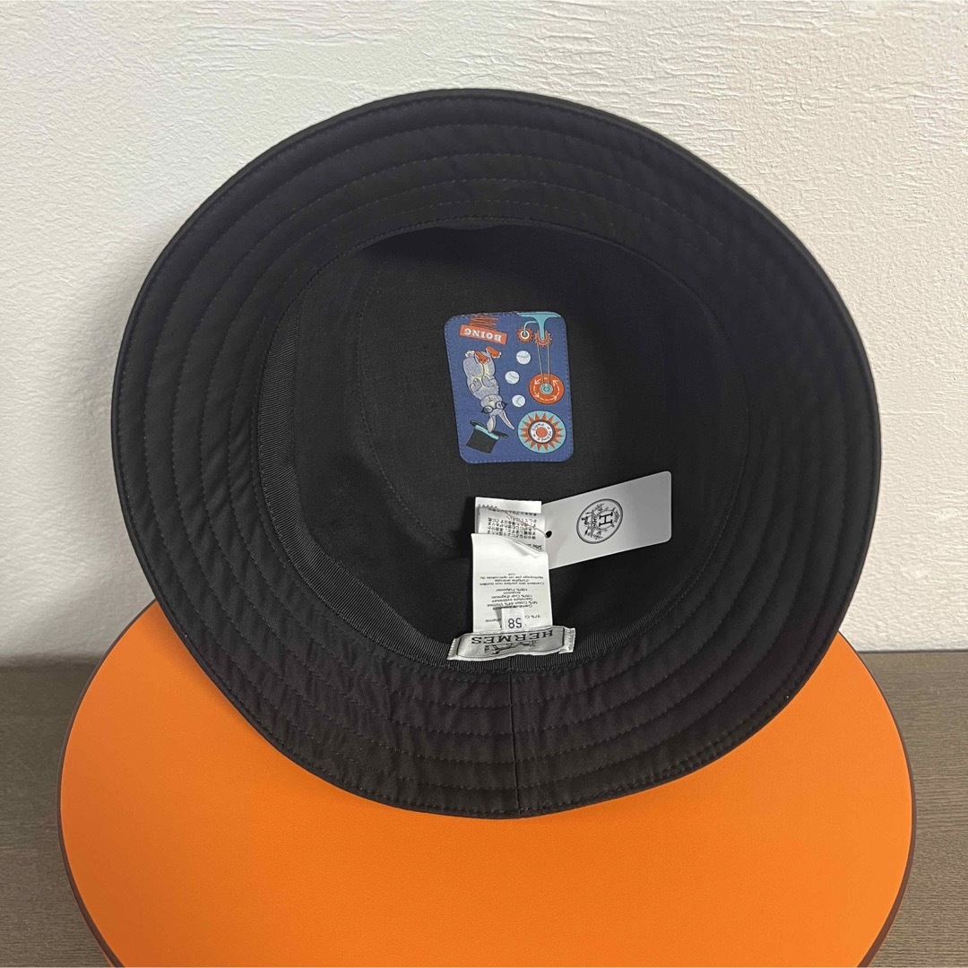 新品 未使用 HERMES エルメス バケットハット フレッド コットン58 黒-