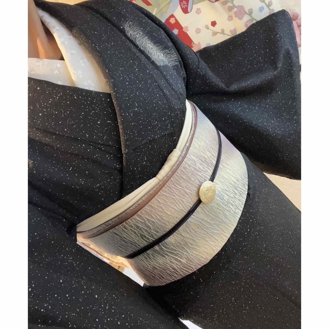 全通袋帯 ふくれ織 正絹 ラメ糸 抽象模様 グラデーション