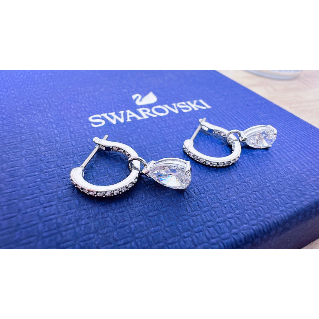 SWAROVSKI スワロフスキー ピアス フープピアス ドロップ型 2way