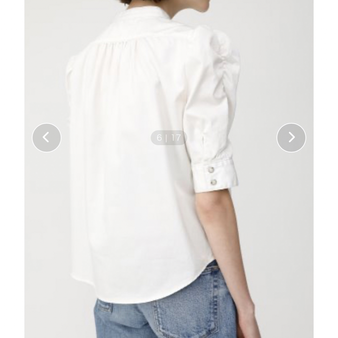 moussy(マウジー)の【moussy GATHER SLEEVE DENIM BLOUSE】  レディースのトップス(シャツ/ブラウス(半袖/袖なし))の商品写真