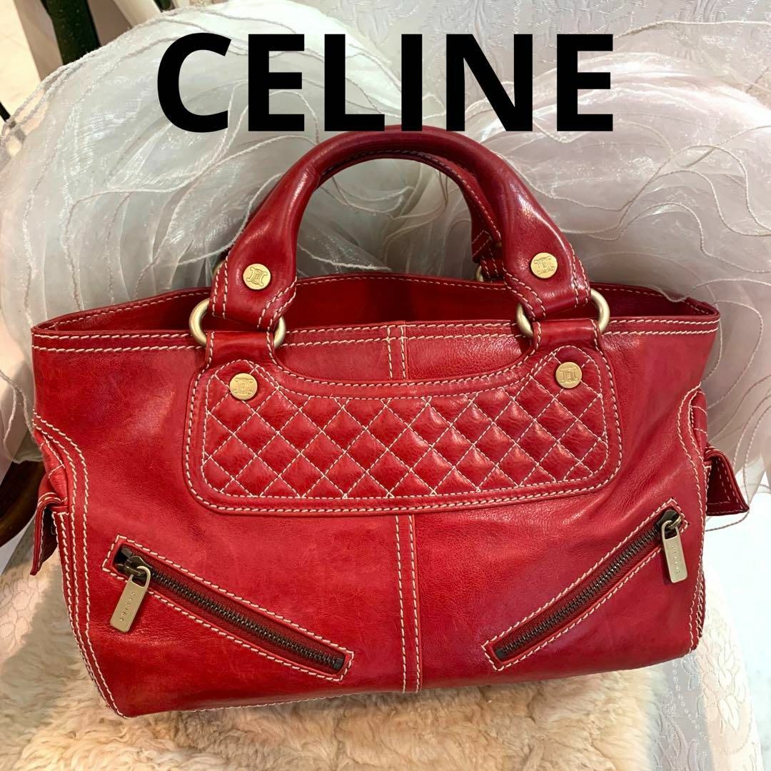 ☆美品☆CELINE セリーヌ ブギーバッグ オールレザー レッド系