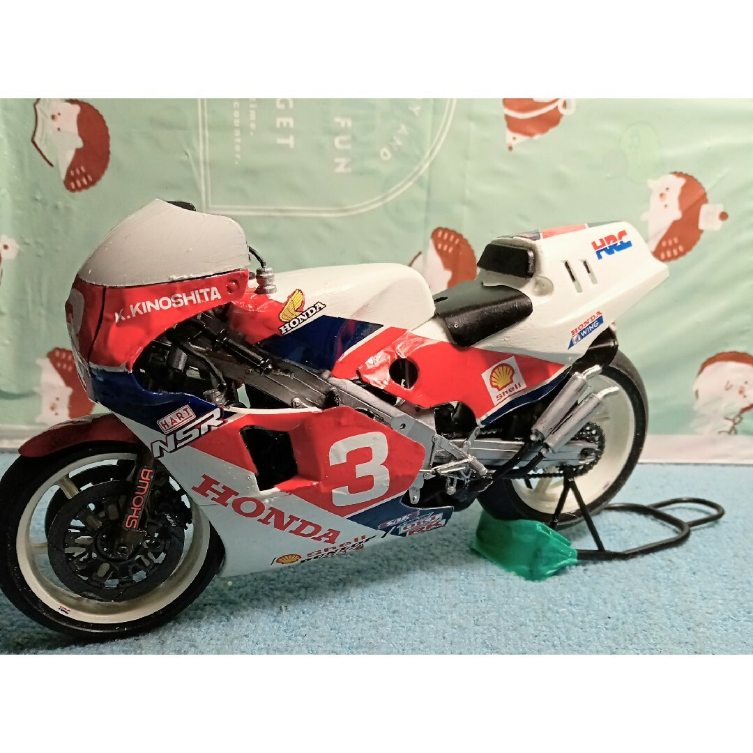 タミヤバイクプラモデル完成品1/12ホンダNSR500ファクトリーカラー