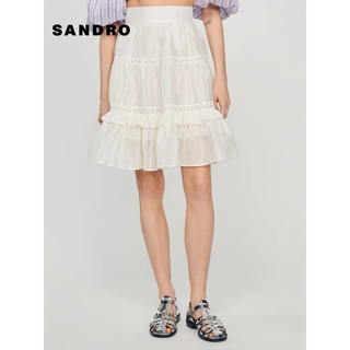 サンドロ(Sandro)の❤️Sandro23新作新品　白　スカート　上品　オシャレ(ひざ丈スカート)