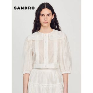 ❤️Sandro22 秋冬新作新品　白　長袖ブラウス　オシャレ