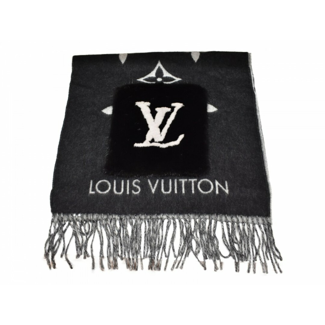 【品】 LOUISVUITTON
マフラー・ コールドレイキャビック M74353 ノワール（ブラック×グレー） カシミヤ100％、ミンク マフラー　インターシャ　象嵌細工　防寒　ユニセックス　人気　おしゃれ　ファッション　ギフト 松山久万ノ台店ファッション小物