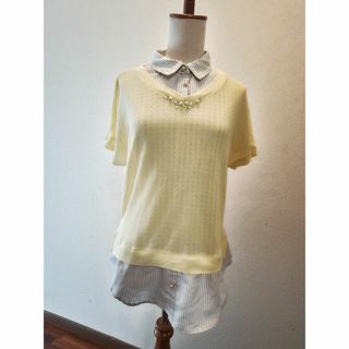 アクシーズファム(axes femme)のaxes femme　半袖　プルオーバー　イエロー(チュニック)