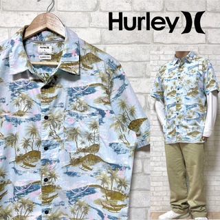 ハーレー(Hurley)のHurley ハーレー ヤシの木 ビーチ柄 アロハシャツ オールコットン(シャツ)