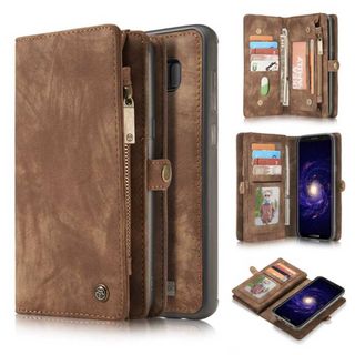 茶★ギャラクシー s7 エッジ s8  s9 スエード ケース 財布★(Androidケース)