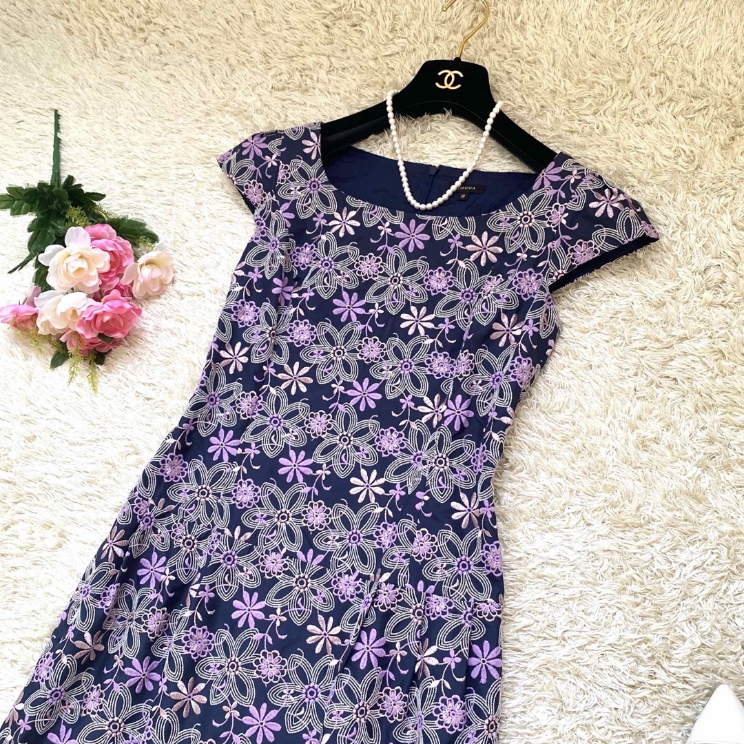 TOCCA - 【極美品】トッカ花柄刺繍ワンピース ローウエスト キャップ