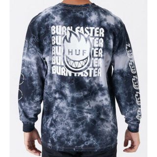 HUF ロンT M SPITFIRE BURN FASTER タイダイ　ブラック