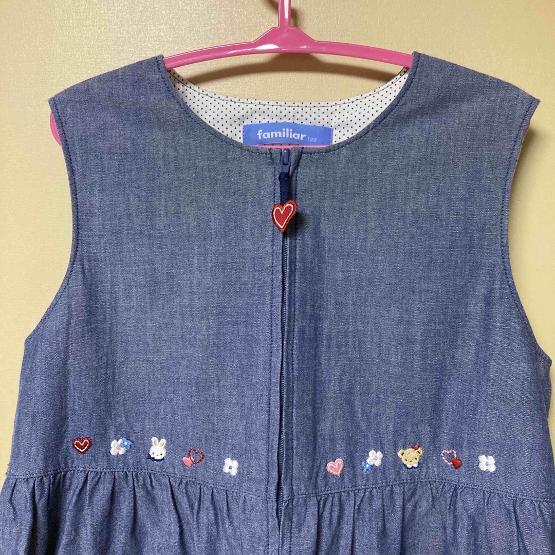 familiar(ファミリア)のピスタチオ様専用　ファミリア　ジャンパースカート　120 キッズ/ベビー/マタニティのキッズ服女の子用(90cm~)(ワンピース)の商品写真