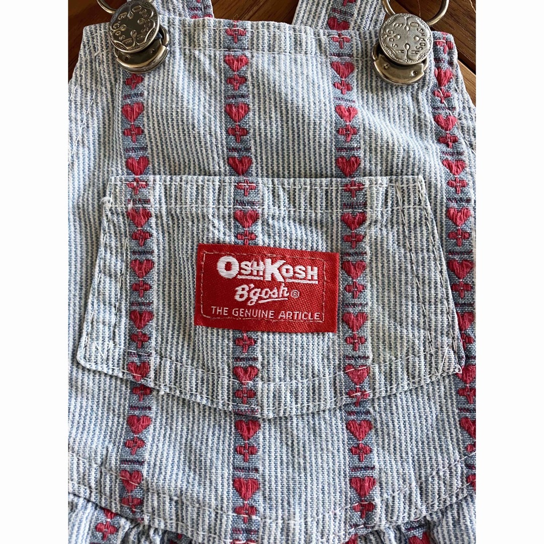 OshKosh(オシュコシュ)のoshkosh  ハートストライプ　ショートオール　4T キッズ/ベビー/マタニティのキッズ服女の子用(90cm~)(その他)の商品写真