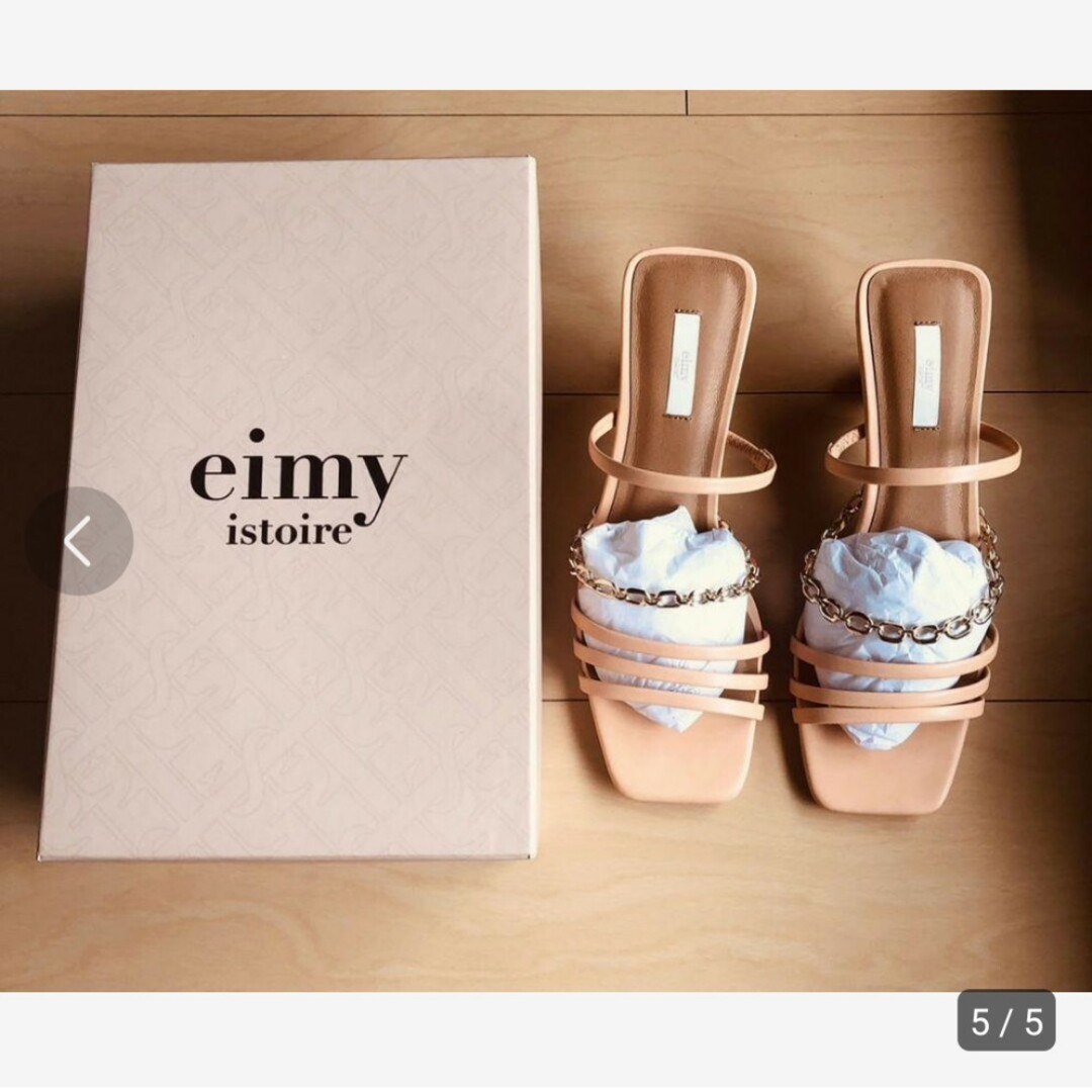 eimy istoire(エイミーイストワール)のeimy istoire ラウンドヒールラインストラップサンダル （PINK） レディースの靴/シューズ(ハイヒール/パンプス)の商品写真