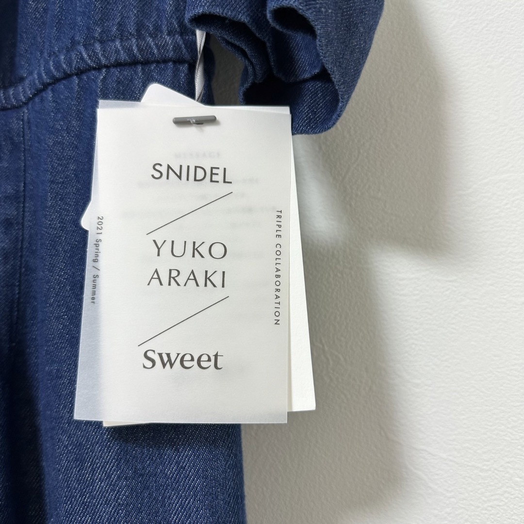 SNIDEL(スナイデル)のsnidel×新木優子×sweet ワンピース　インディゴ　サイズ0 タグ付き レディースのワンピース(ロングワンピース/マキシワンピース)の商品写真