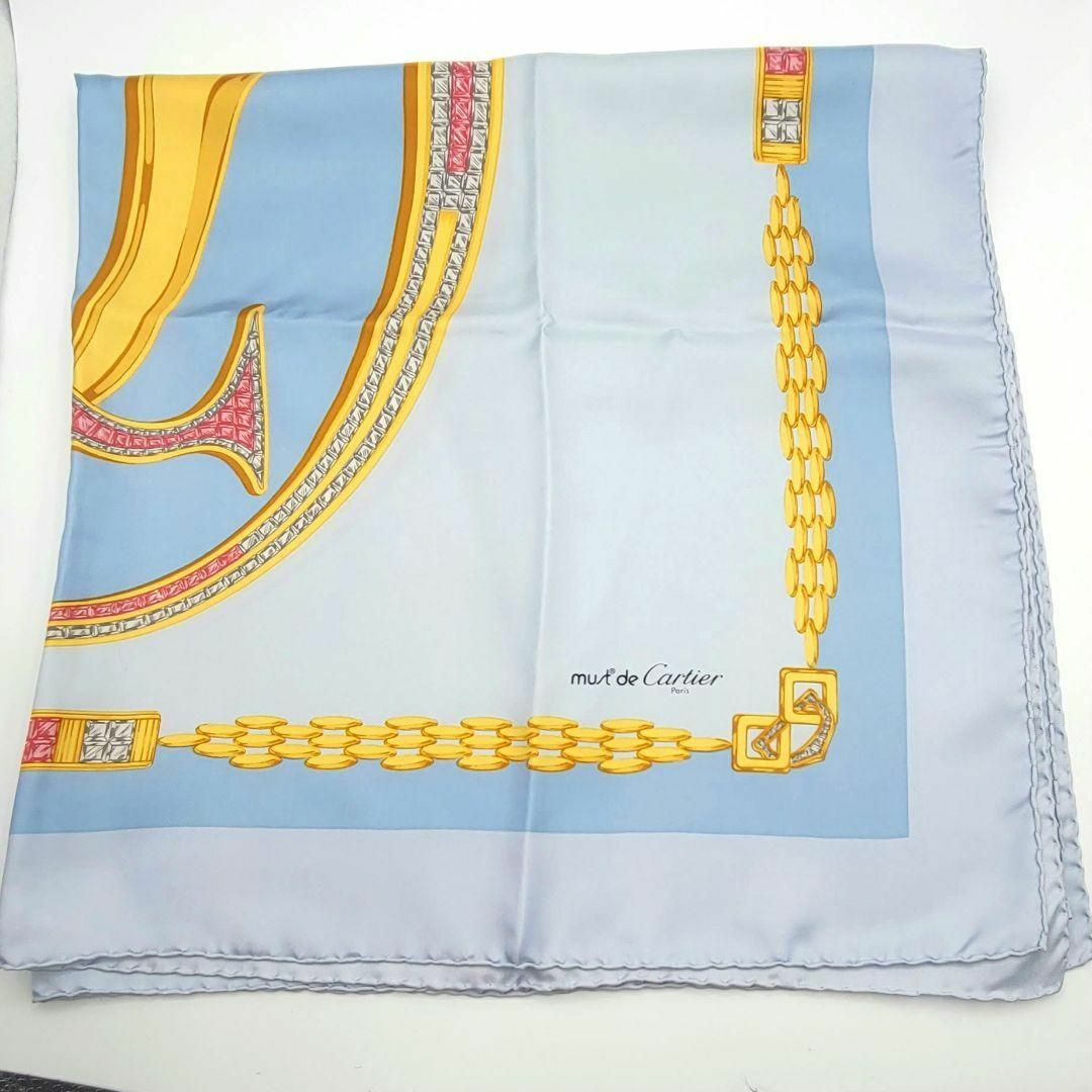 Cartier 大判スカーフ 87×86 ビッグロゴ シルク マルチカラー