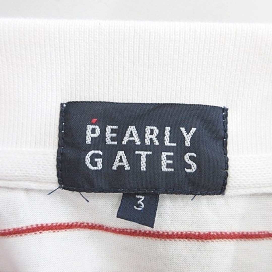 PEARLY GATES(パーリーゲイツ)のパーリーゲイツ ゴルフ ポロシャツ ボーダー 半袖 白 赤 ホワイト レッド 3 スポーツ/アウトドアのゴルフ(ウエア)の商品写真