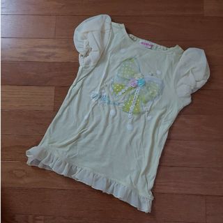 メゾピアノ(mezzo piano)の売約済メゾピアノ ぽわん袖リボンTシャツ140(Tシャツ/カットソー)