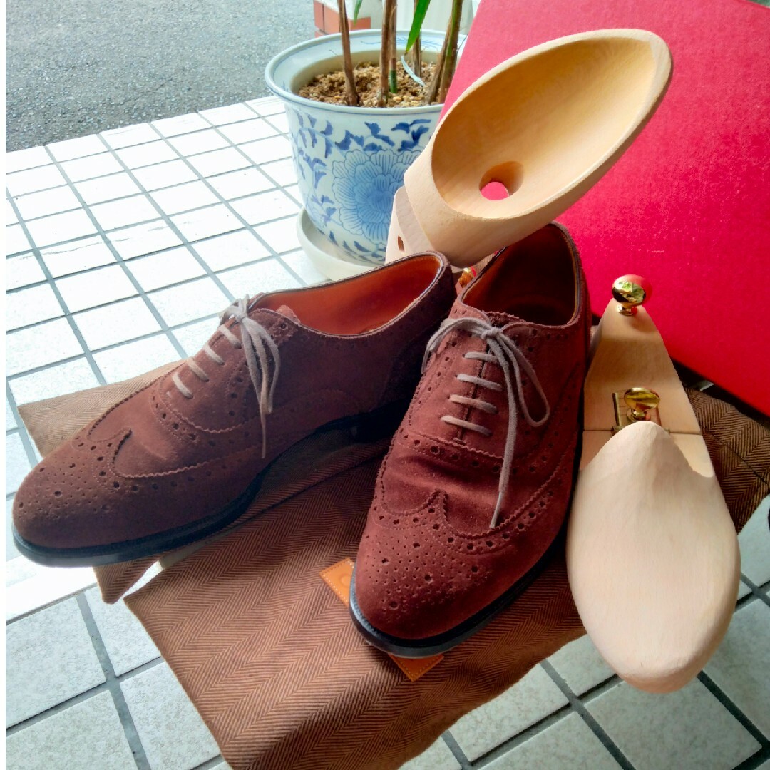 希少美品 保存箱袋.純正シューツリー付 カボチェ ビスポーク