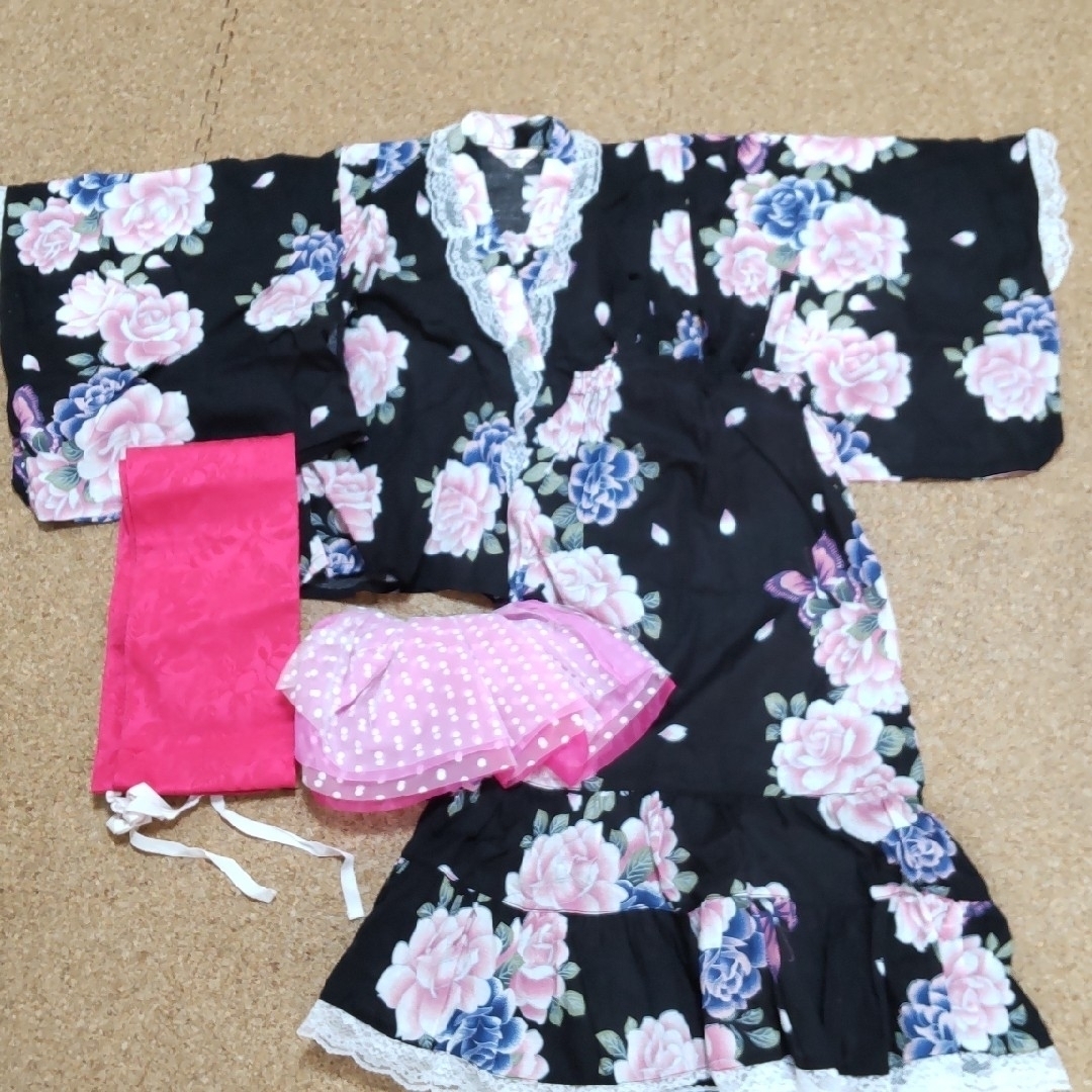 浴衣ドレス　130　帯付き キッズ/ベビー/マタニティのキッズ服女の子用(90cm~)(甚平/浴衣)の商品写真