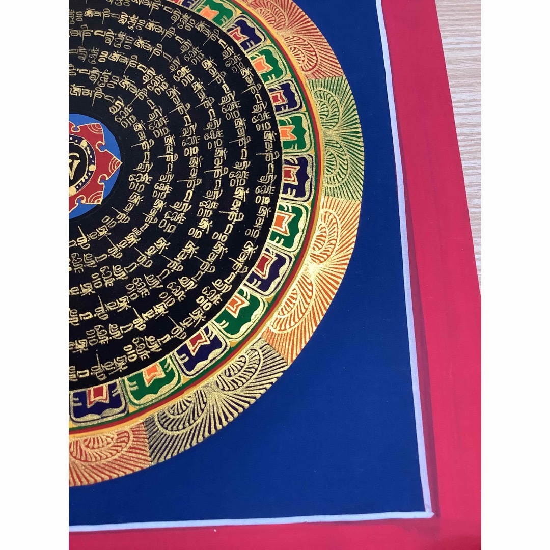 《 チベット密教　新品　1点物 》 手描き　タンカ　曼荼羅　マンダラ　梵字　53 5