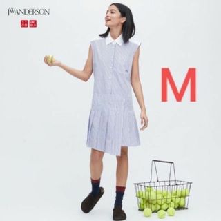 ユニクロ(UNIQLO)の【新品タグ付き】ストライプシャツワンピース　ユニクロ　JW ANDERSON M(ひざ丈ワンピース)