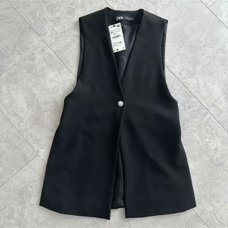 ZARA - zara ラインストーンボタン ロング ベスト ジレの通販 by SA ...