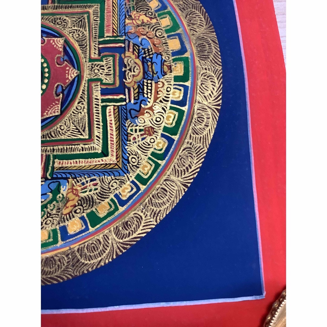 《 チベット密教　新品　1点物 》 手描き　タンカ　曼荼羅　マンダラ　梵字　60 5