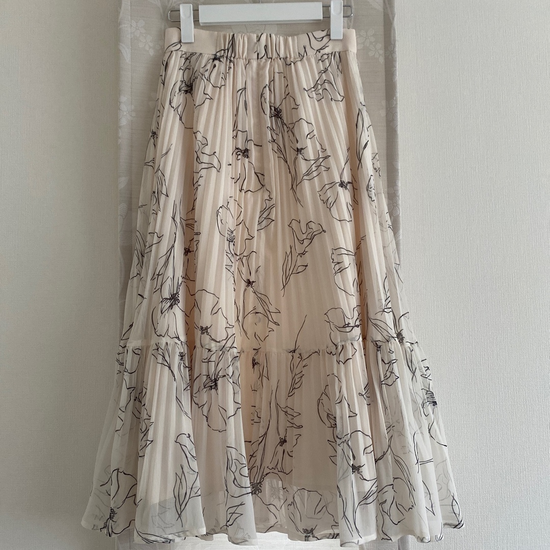 JUSGLITTY 22SS ラインフラワープリーツスカート ジャスグリッティー