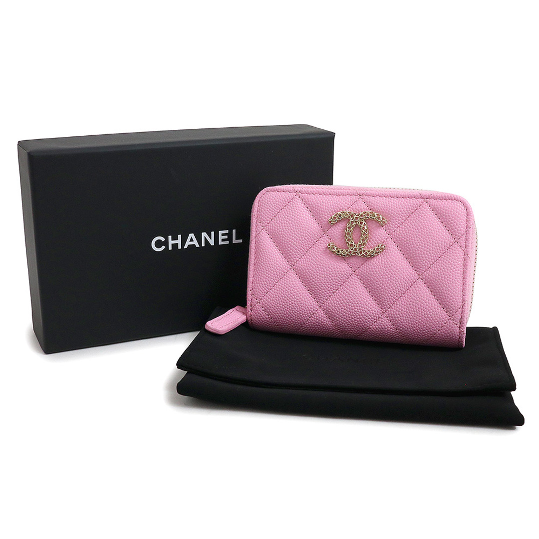 CHANELピンク財布キャビアスキン