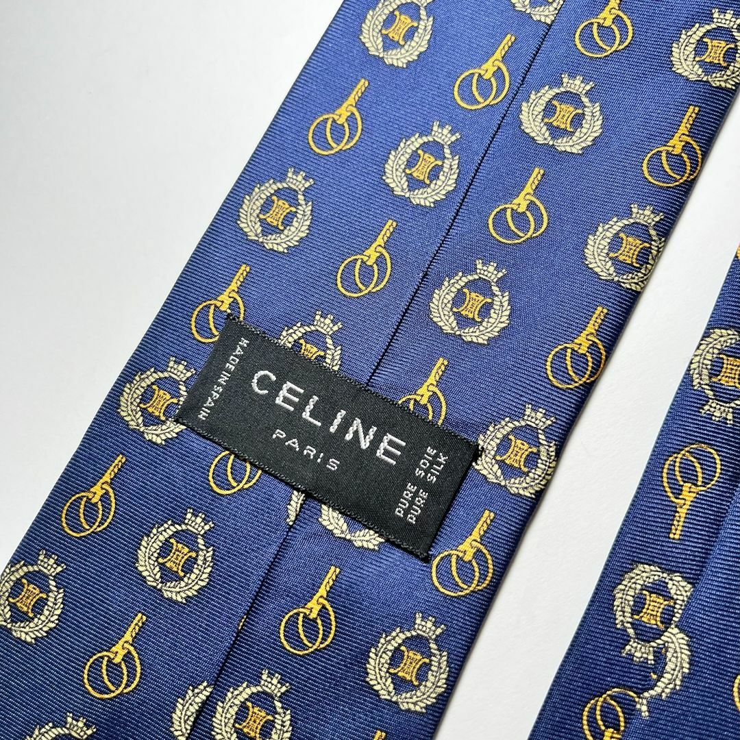 celine(セリーヌ)のセリーヌ CELINE シルク ネイビー マカダム柄 総柄 ハイブランド 紺 絹 メンズのファッション小物(ネクタイ)の商品写真