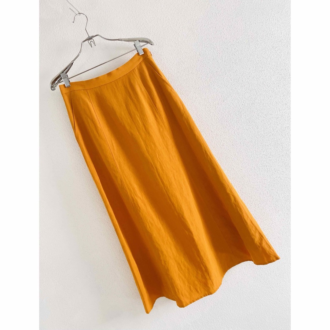 BEAMS LIGHTS(ビームスライツ)のBEAMS LIGHTS モダールリネン フレアスカート オレンジ 日本製 レディースのスカート(ロングスカート)の商品写真