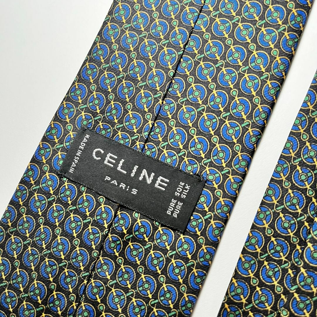 celine(セリーヌ)のセリーヌ CELINE シルク ネイビー マカダム 総柄 高貴 ハイブランド メンズのファッション小物(ネクタイ)の商品写真