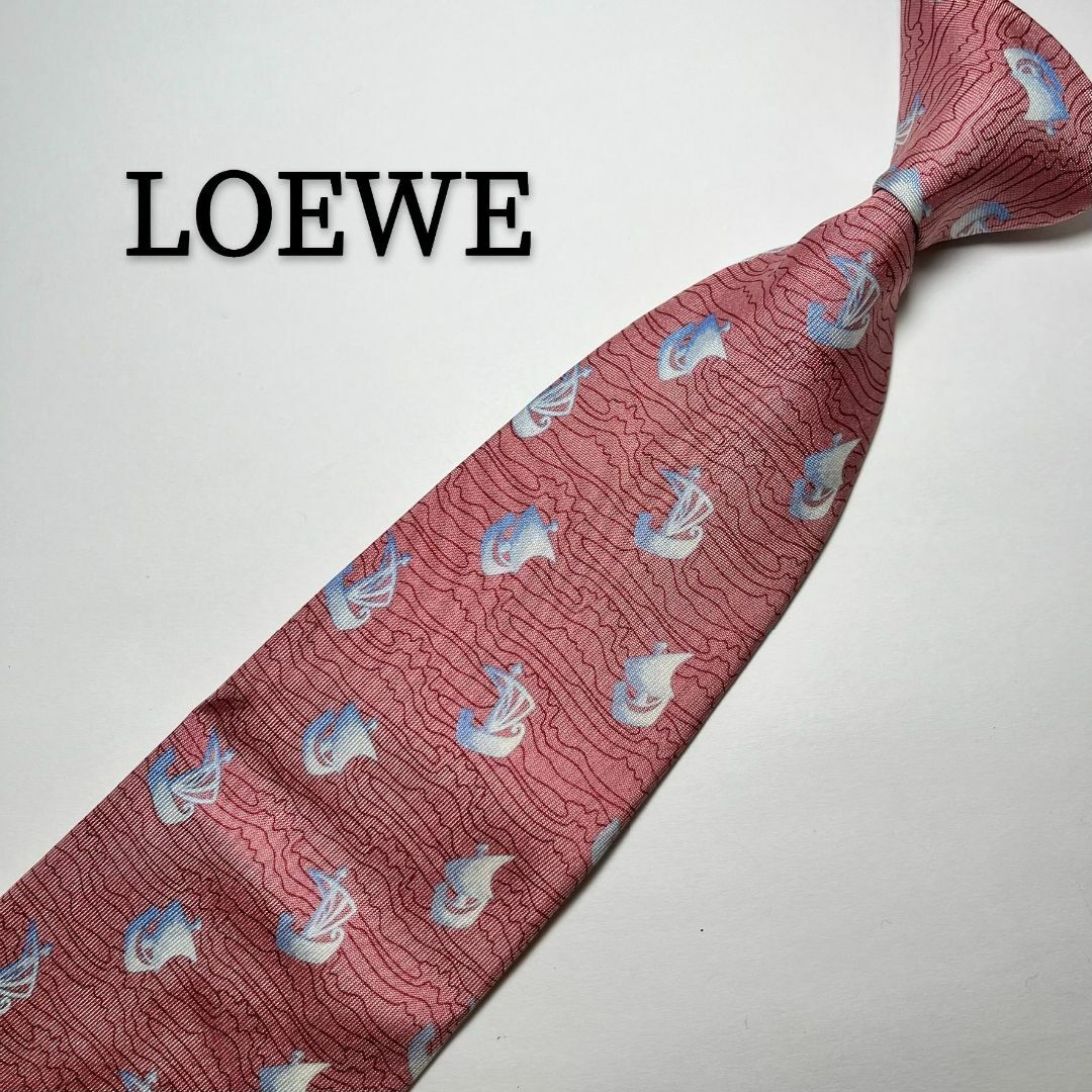 LOEWE(ロエベ)のロエベ LOEWE シルク ピンク 総柄 高貴 ハイブランド 絹 メンズのファッション小物(ネクタイ)の商品写真