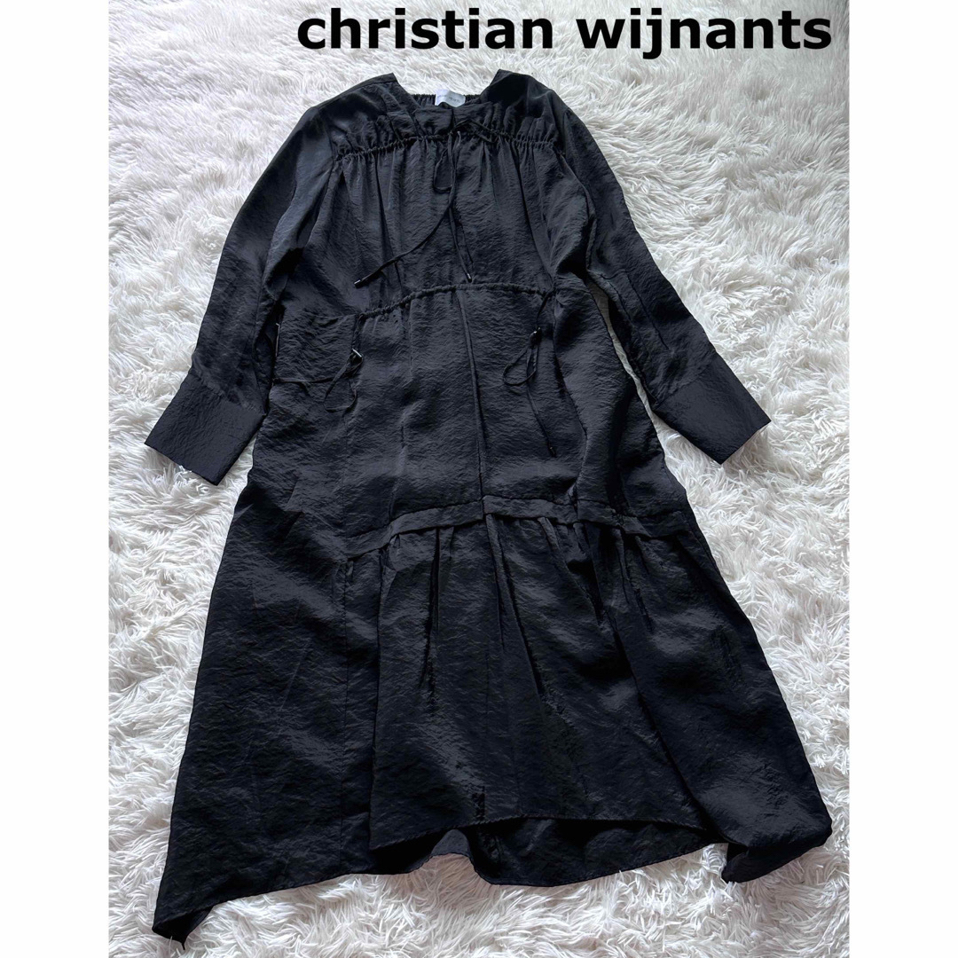 【christian wijnants】マキシワンピ ティアード ブラック 36レディース