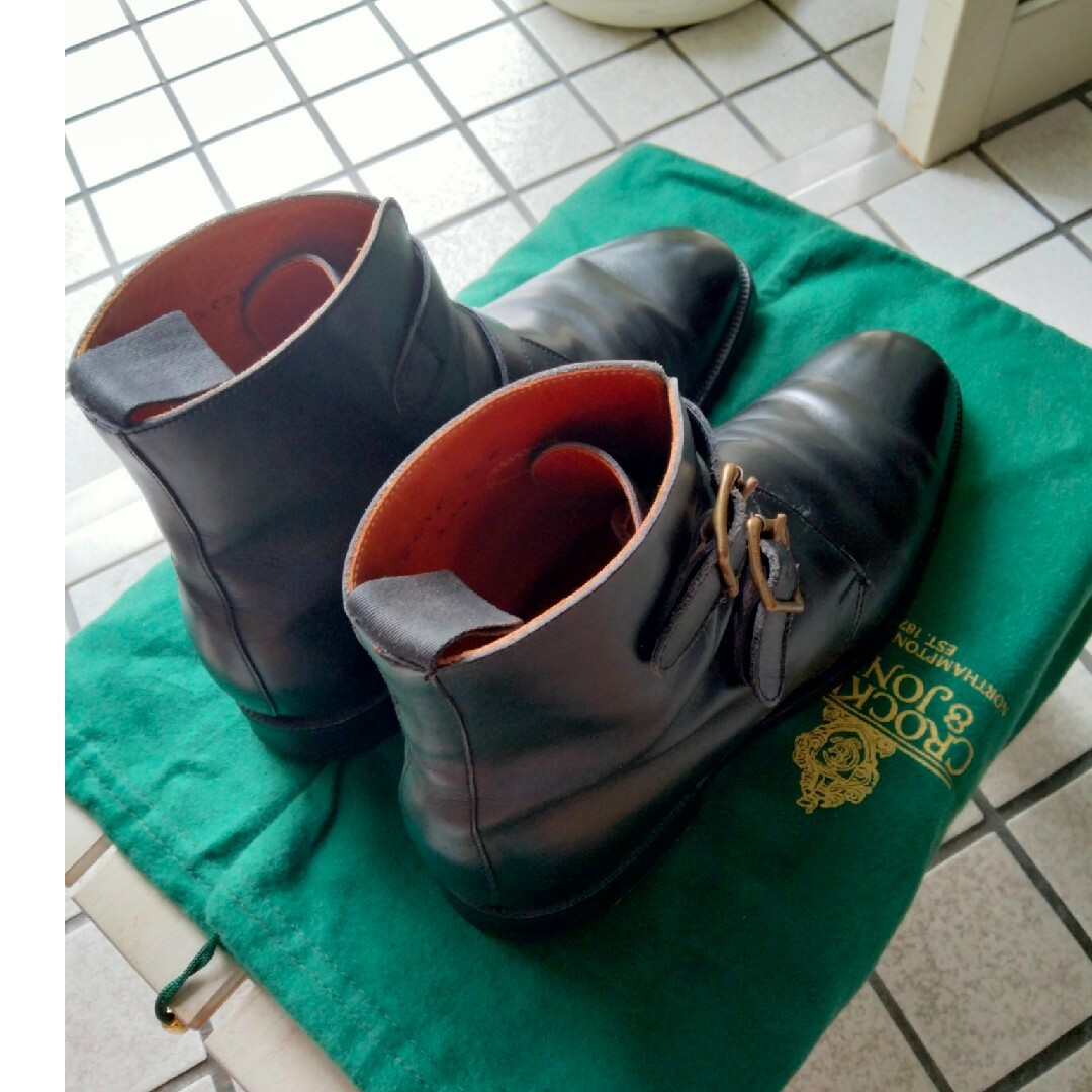美品 保存袋付 クロケット&ジョーンズ ダブルモンクストラップブーツ 6E