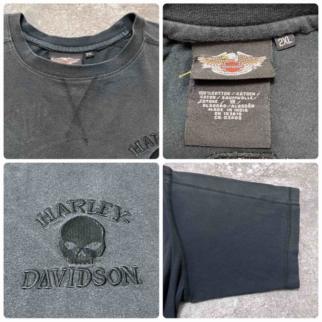 Harley Davidson(ハーレーダビッドソン)の【親方様専用】ハーレーダビッドソン☆バックスカル刺繍ビッグロゴTシャツ メンズのトップス(Tシャツ/カットソー(半袖/袖なし))の商品写真