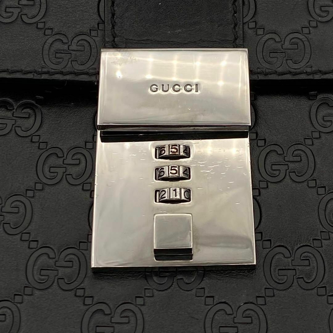 《美品》グッチ シマ レザー ビジネスバッグ ブリーフケース ダイヤルロック付き