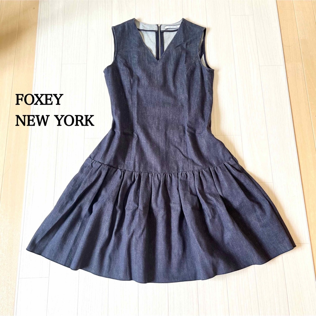 FOXEY NY フォクシーニューヨーク グレー即完売 Aラインワンピース　38