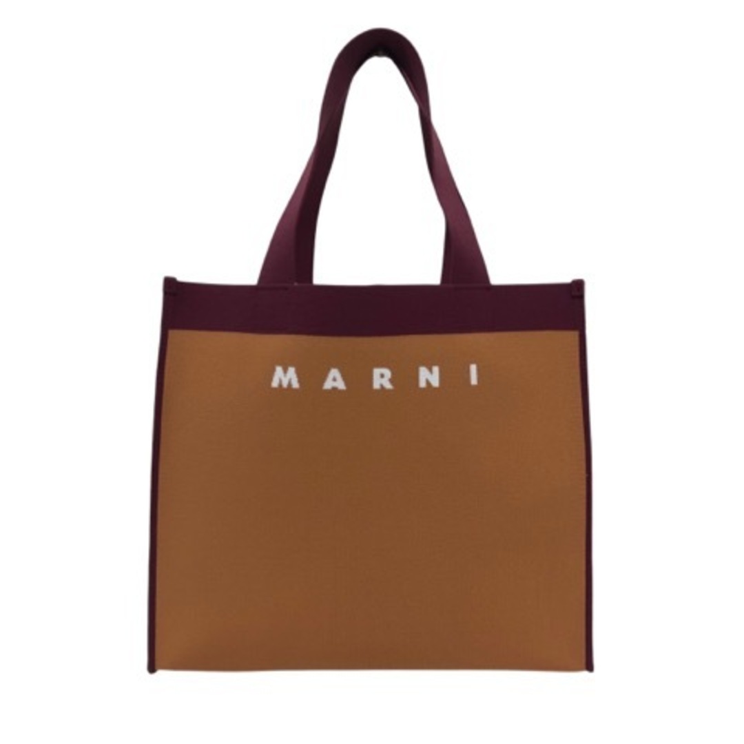 Marni(マルニ)のマルニ MARNI ハンドバッグ ロゴ ジャガード ポーチ レザー 茶 紫 白 レディースのバッグ(ハンドバッグ)の商品写真