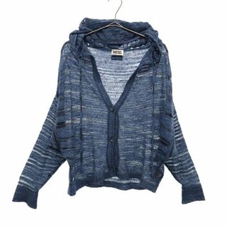 ディーゼル(DIESEL)のディーゼル ウールブレンド ニット 総柄 カーディガン XS ブルー系 DIESEL フード レディース 【中古】  【230618】(カーディガン)