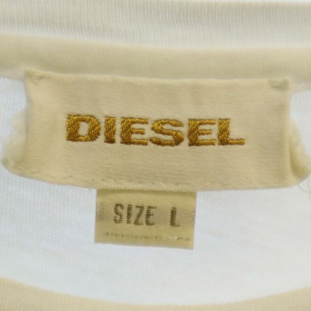 【リンガーTシャツ】ディーゼル　カーキ　L相当　刺繍ロゴ　半袖　メンズ